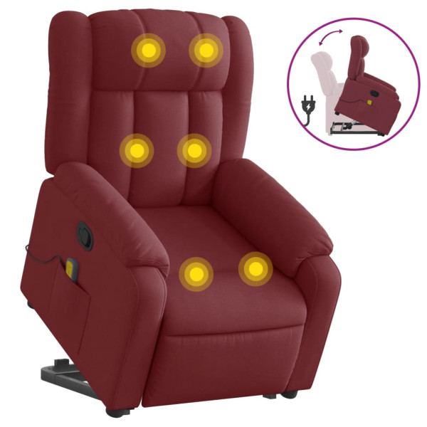 Poltrona de massagens reclin. elevatória tecido vermelho tinto M 2