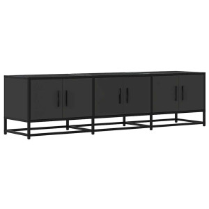 Mueble de TV madera de ingeniería y metal negro 150x35x41 cm H