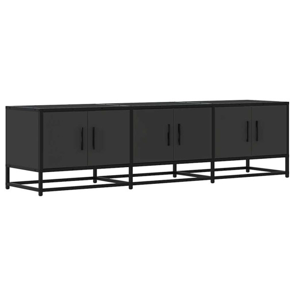 Mueble de TV madera de ingeniería y metal negro 150x35x41 cm M 2