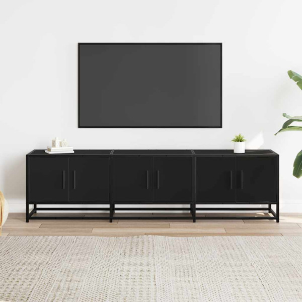 Mueble de TV madera de ingeniería y metal negro 150x35x41 cm M 3