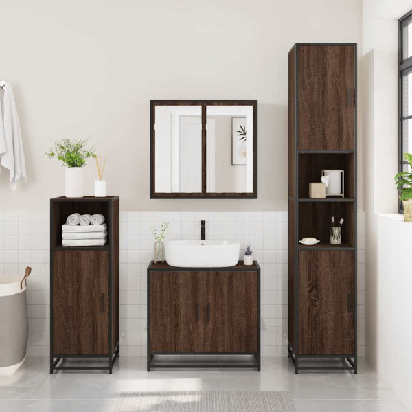 Armario de baño madera contrachapada roble marrón 35x37.5x100cm M 3