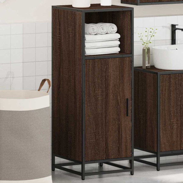 Armario de baño madera contrachapada roble marrón 35x37.5x100cm M 4