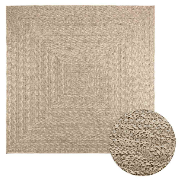 Alfombra ZIZUR aspecto yute interior/exterior beige 240x240 cm D