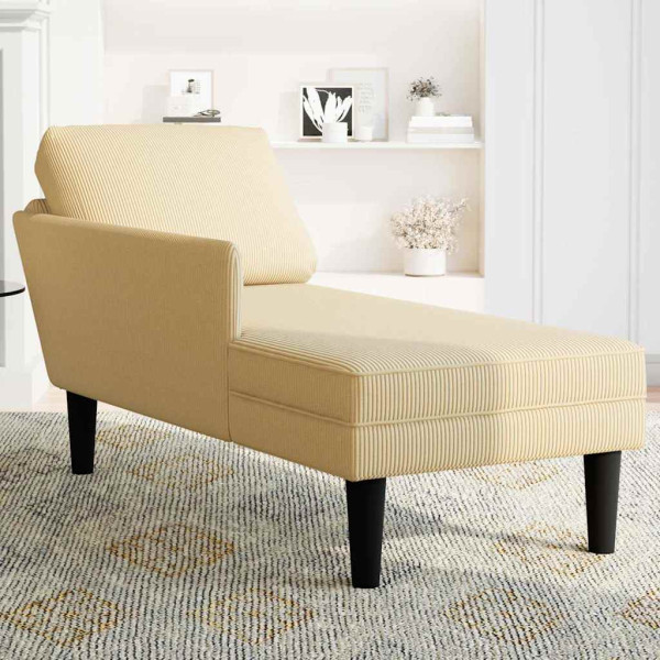 Chaise longue con cojín de tela de pana gris M 3