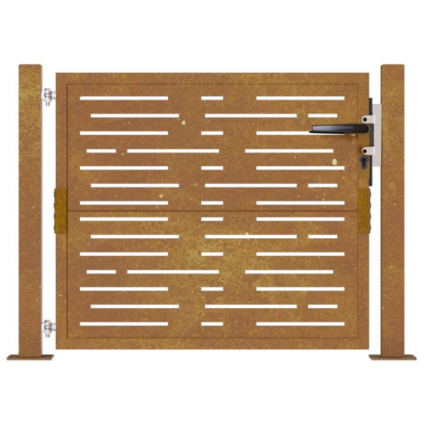 Portão de jardim 105x80 cm aço corten design quadrados M 4