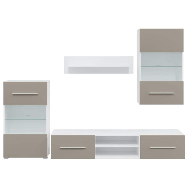 Muebles para TV 5 piezas con iluminación LED gris piedra M 5