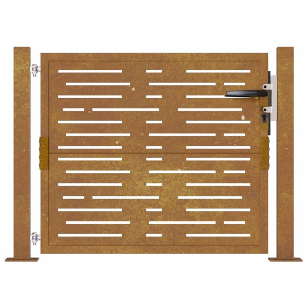 Puerta de jardín acero corten diseño cuadrado 105x105 cm M 4