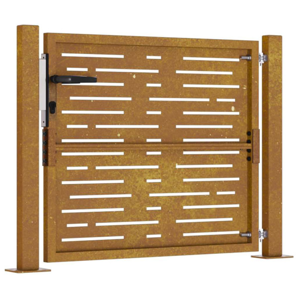 Puerta de jardín acero corten diseño cuadrado 105x105 cm M 5