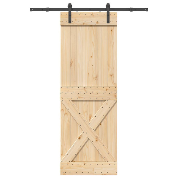 Puerta corredera con herrajes madera maciza de pino 80x210 cm D