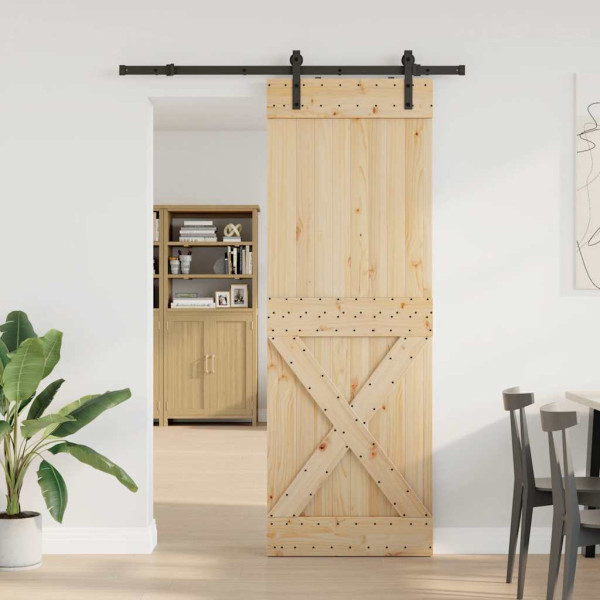 Puerta corredera con herrajes madera maciza de pino 80x210 cm M 2