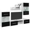 Muebles para TV 5 piezas con iluminación LED negra mate 1