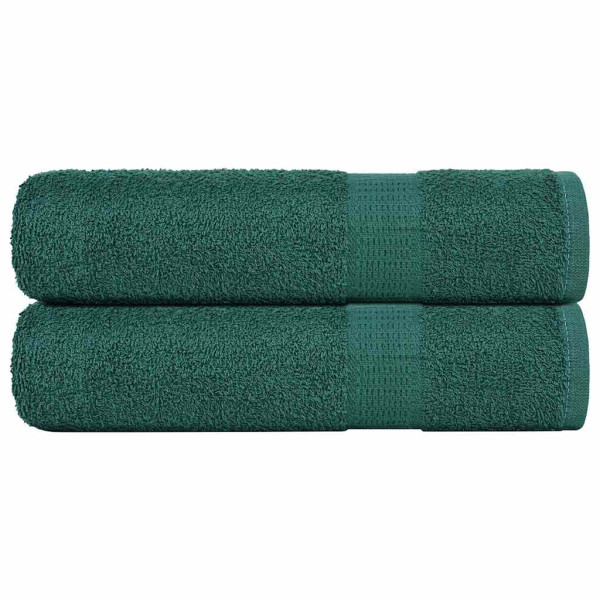 Toallas de ducha 2 uds 100% algodón verde 70x140 cm 360 gsm D