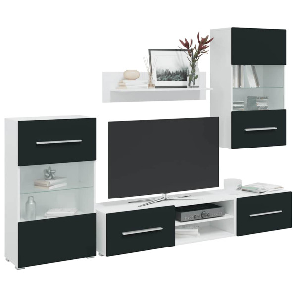 Muebles para TV 5 piezas con iluminación LED índigo mate D