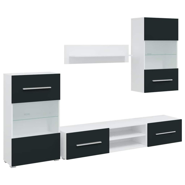 Muebles para TV 5 piezas con iluminación LED índigo mate M 2