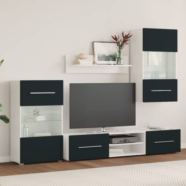 Muebles para TV 5 piezas con iluminación LED índigo mate M 3