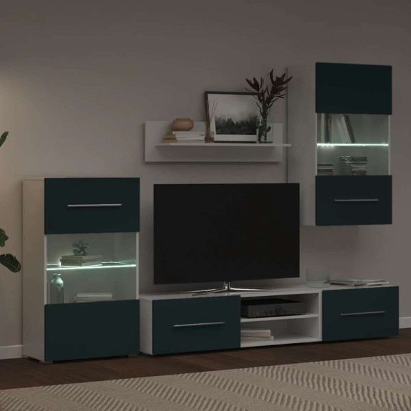 Muebles para TV 5 piezas con iluminación LED índigo mate M 4