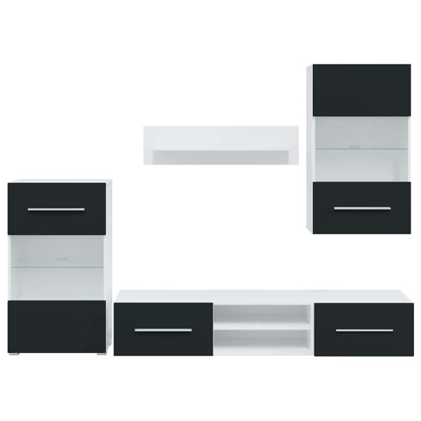 Muebles para TV 5 piezas con iluminación LED índigo mate M 5