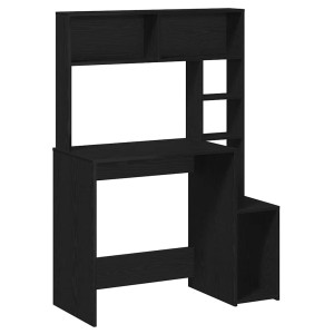 Escritorio con estantes madera contrachapada negro 100x45x140cm H