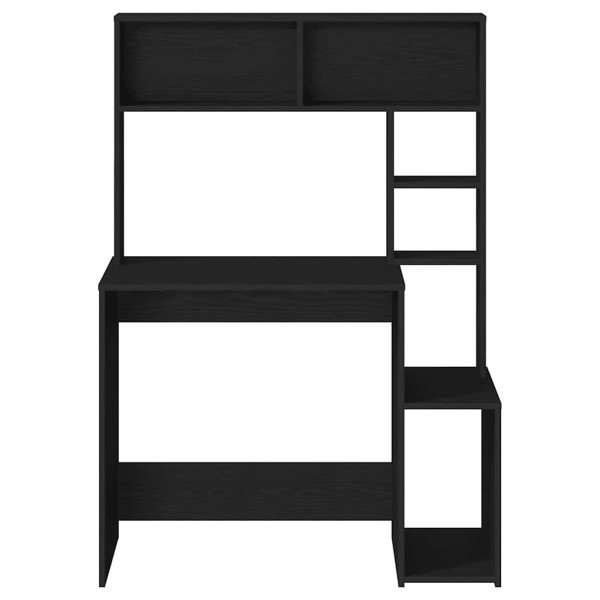 Escritorio con estantes madera contrachapada negro 100x45x140cm M 4