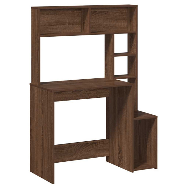 Secretária com prateleiras contraplacado carvalho castanho 100x45x140cm M 2