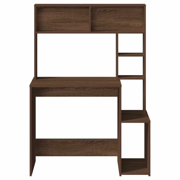 Escritorio con estantes contrachapada marrón roble 100x45x140cm M 4