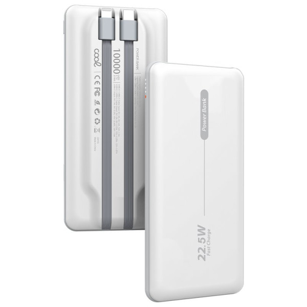 Batería Externa Universal Power Bank 10.000 mAh PD 22.5W (2 cables) Blanco D