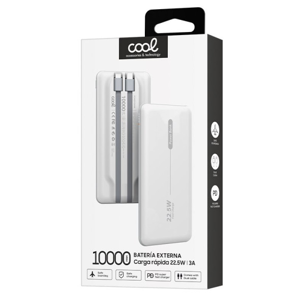 Batería Externa Universal Power Bank 10.000 mAh PD 22.5W (2 cables) Blanco M 2