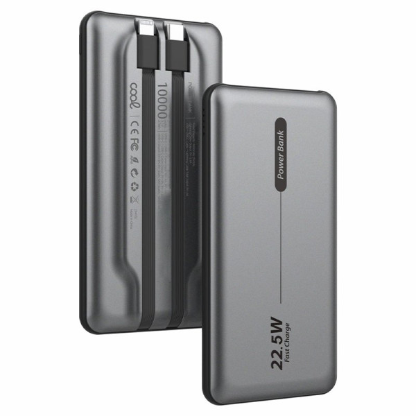 Batería Externa Universal Power Bank 10.000 mAh PD 22.5W (2 cables) Gris D