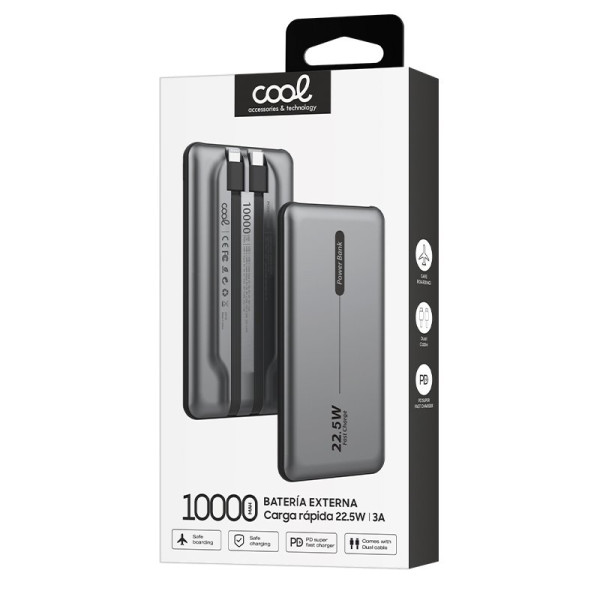 Batería Externa Universal Power Bank 10.000 mAh PD 22.5W (2 cables) Gris M 2