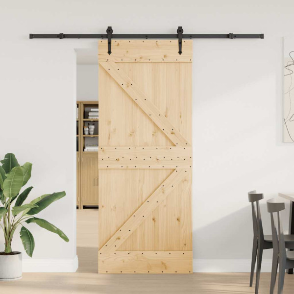 Puerta corredera con herrajes madera maciza de pino 85x210 cm M 2