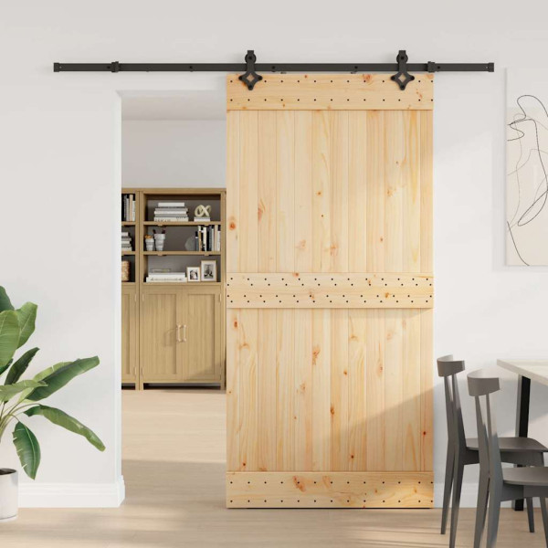 Puerta corredera con herrajes madera maciza de pino 100x210 cm M 2
