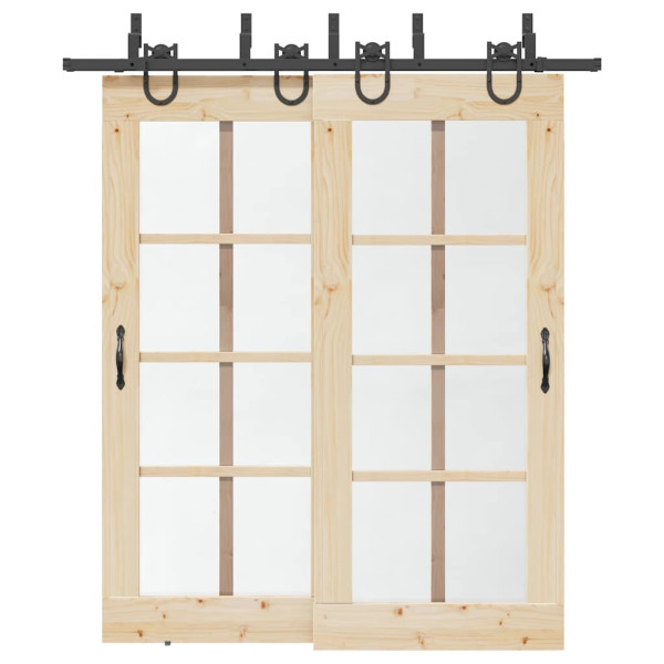 Kit de herrajes para puertas correderas acero negro 200 cm D