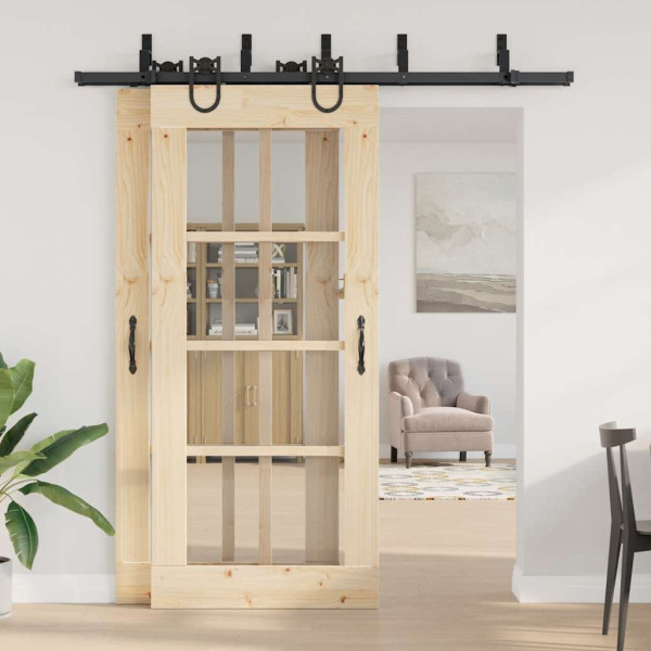 Kit de ferragens para porta deslizante 200 cm aço preto M 3