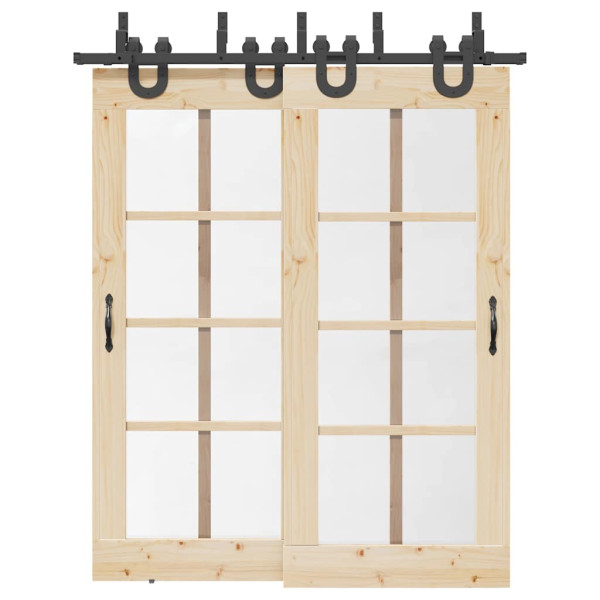 Kit de herrajes para puertas correderas acero negro 183 cm D