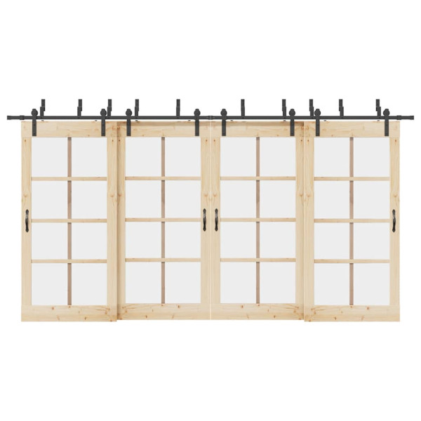 Kit de herrajes para puertas correderas acero negro 213.5 cm D