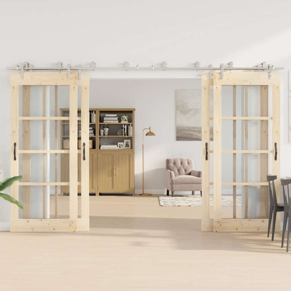 Kit de herrajes para puerta corredera 183 cm acero plateado M 3