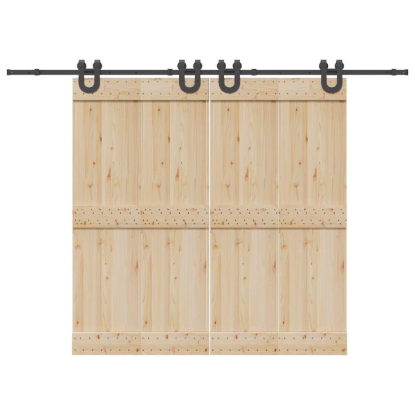 Kit de herrajes para puertas correderas acero negro 200 cm D
