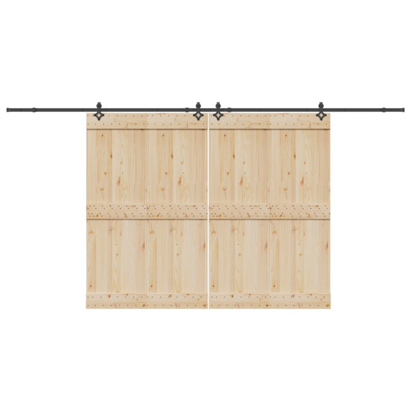 Kit de herrajes para puertas correderas acero negro 213.5 cm D