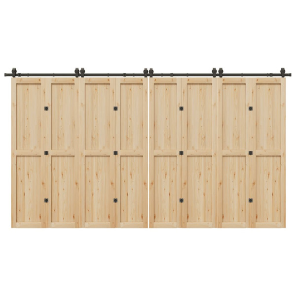 Kit de herrajes para puertas correderas acero negro 200 cm D