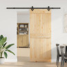 Puerta corredera con herrajes madera maciza de pino 85x210 cm 2