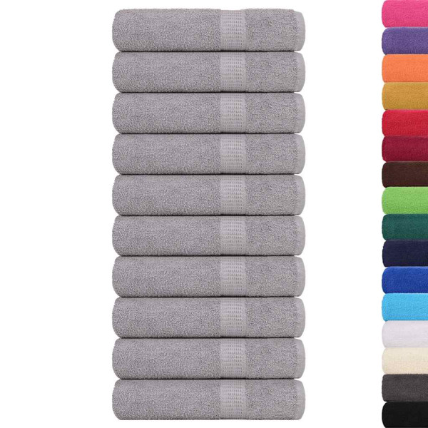 Toallas de baño 10 uds gris 100x150 cm 360 gsm 100% algodón M 2