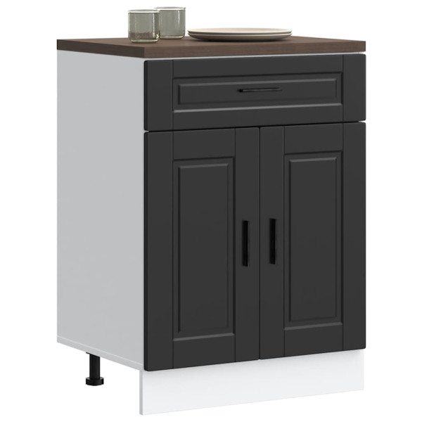 Mueble bajo de cocina Porto madera contrachapada negro D