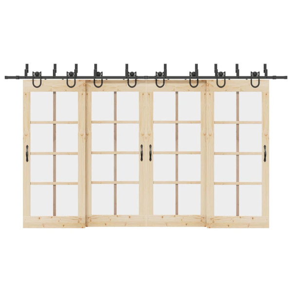 Kit de herrajes para puertas correderas acero negro 200 cm D