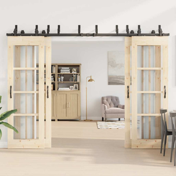 Kit de herrajes para puertas correderas acero negro 152.5 cm M 3