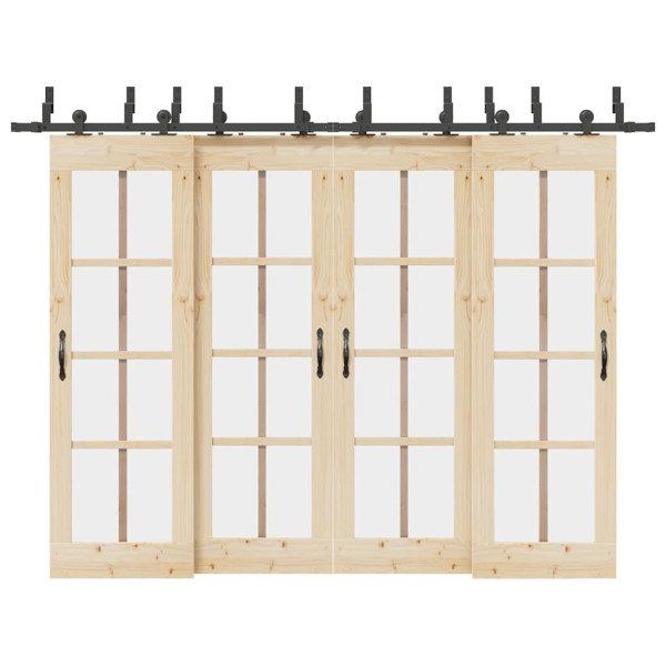 Kit de herrajes para puertas correderas acero negro 152.5 cm D