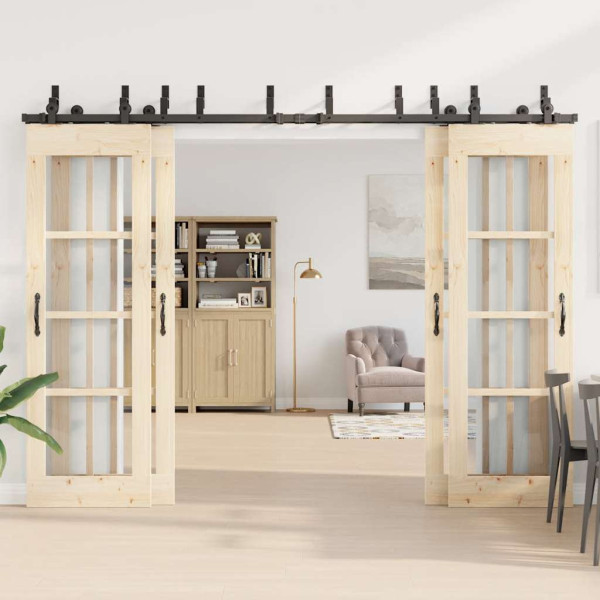 Kit de herrajes para puertas correderas acero negro 152.5 cm M 3