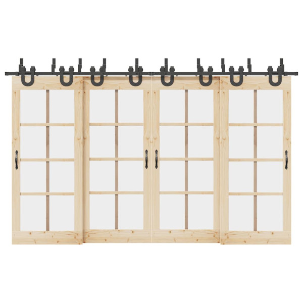 Kit de herrajes para puertas correderas acero negro 183 cm D