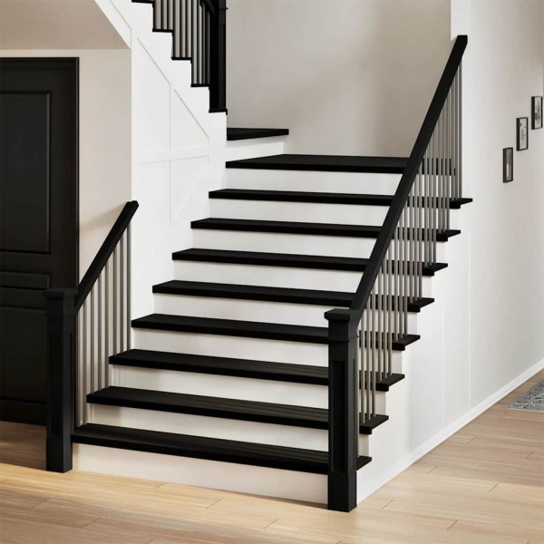 Peldaños de escalera 4 uds madera maciza roble marrón oscuro D