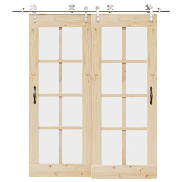 Kit de herrajes para puerta corredera 200 cm acero plateado D