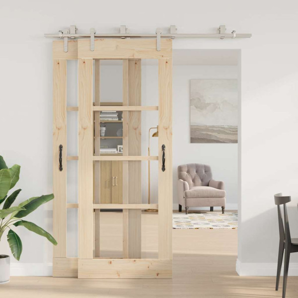 Kit de herrajes para puerta corredera 200 cm acero plateado M 3